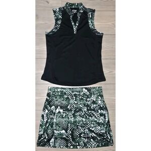 Fringe Sport Studio Golf Outfit Womens Skort & Top Set Size Small Green / Black